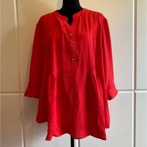 Roz & Ali textured popover blouse